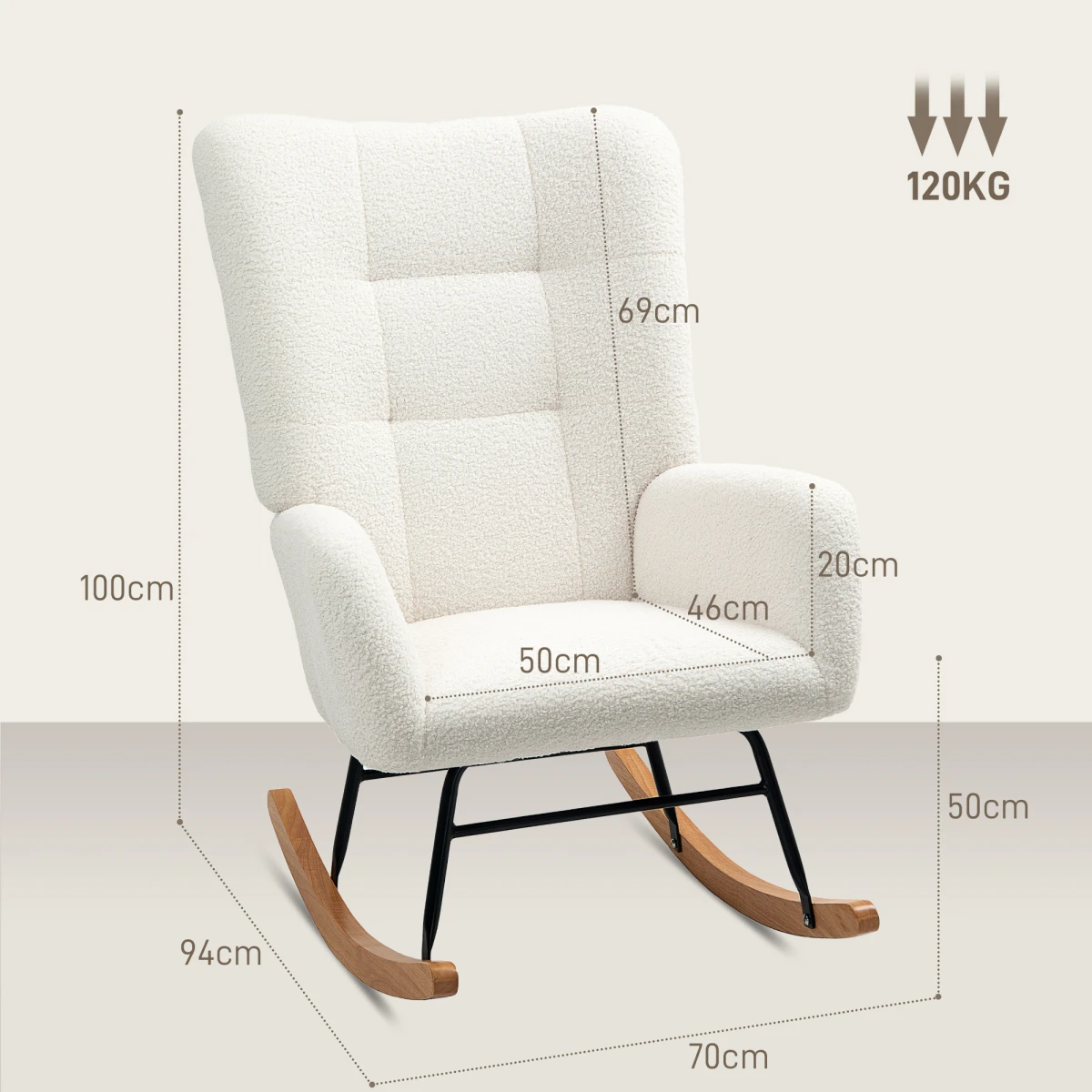Comfy Rocking Chair Standard Teddy Fleece Home by HOMCOM