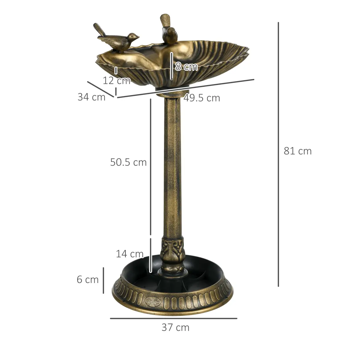 Outsunny Elegant Two-Basin Bird Bath & Feeder with Antique Finish - Bird Feeder