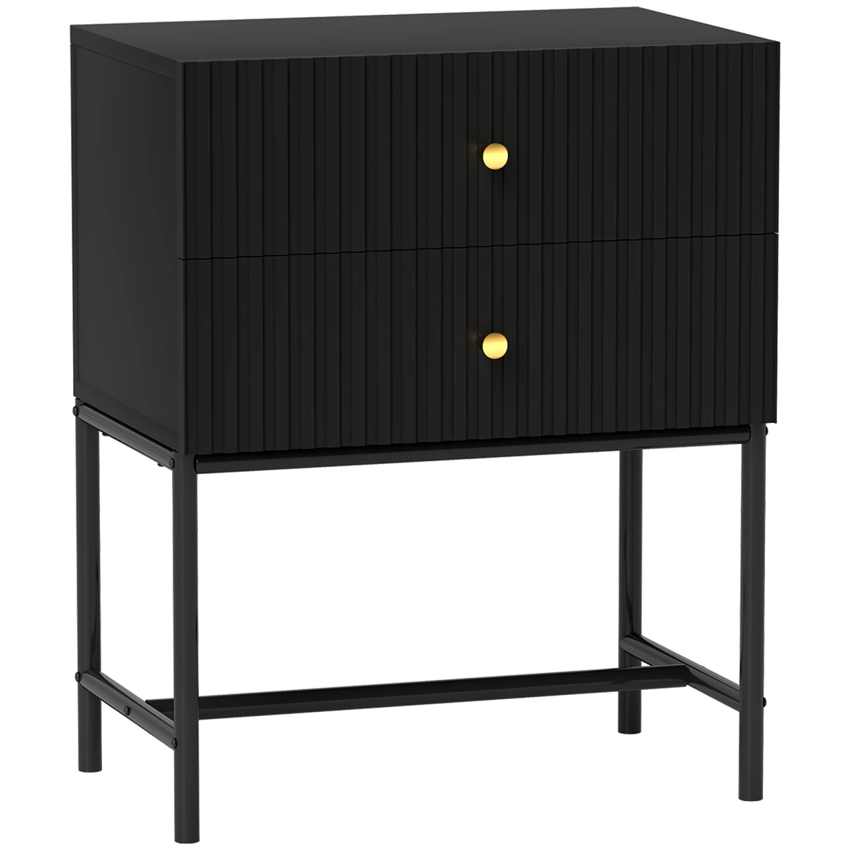 HOMCOM Bedside Table Compact 2Drawers Bedroom by HOMCOM