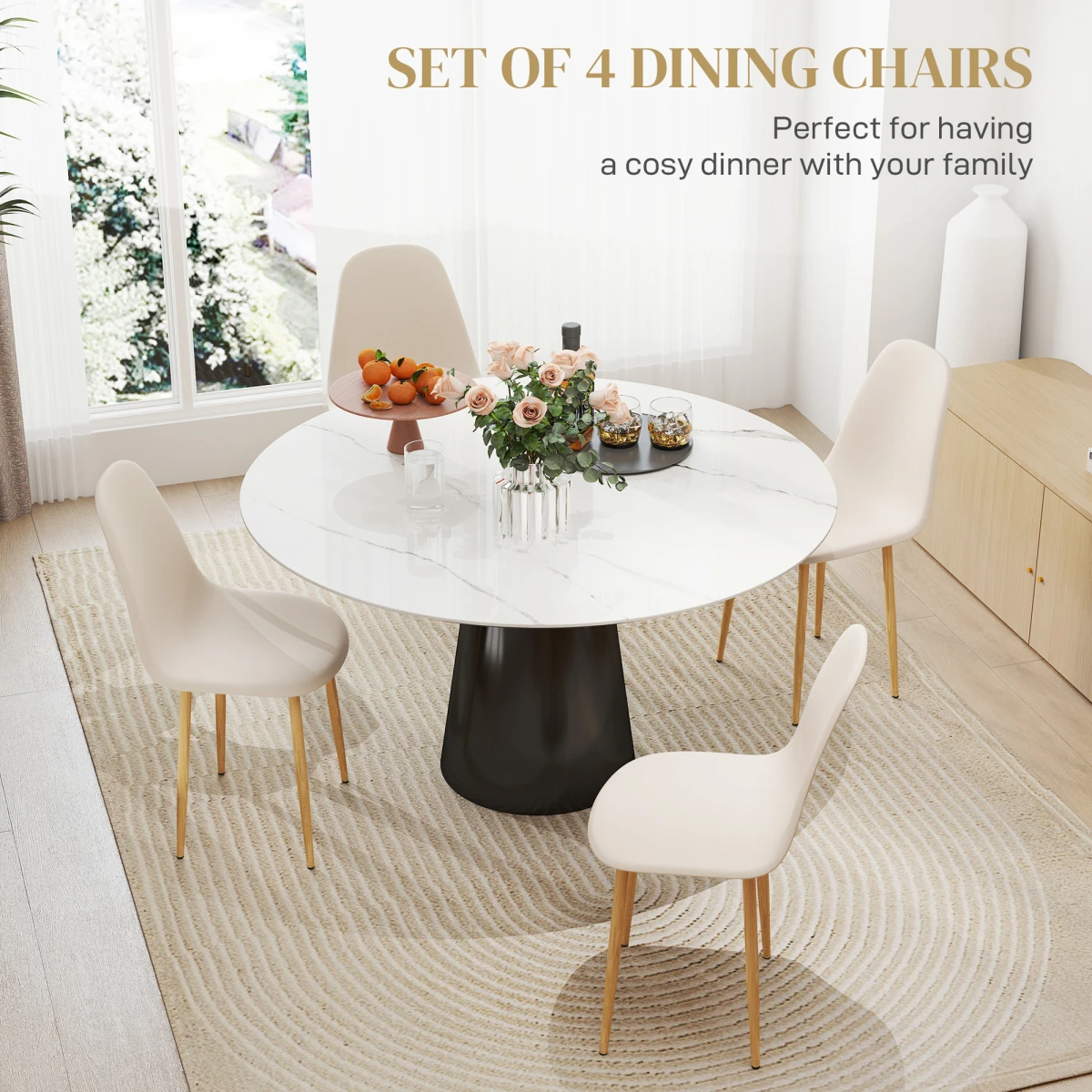 HOMCOM Modern Dining Chairs Set Standard Wooden Legs Home Dining - Accent Chair