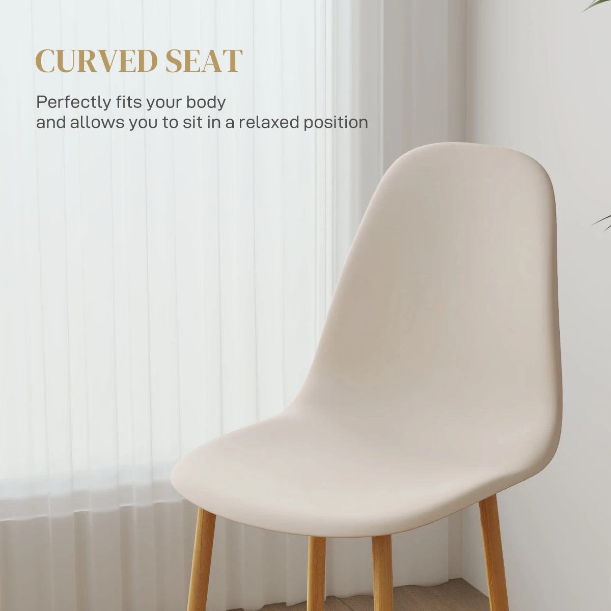 HOMCOM Modern Dining Chairs Set Standard Wooden Legs Home Dining - Accent Chair