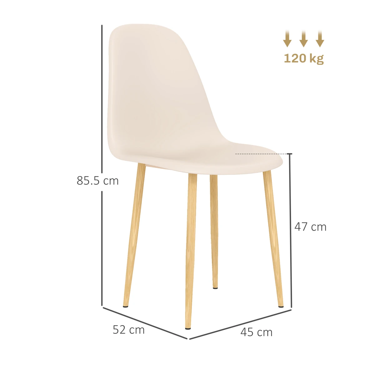 HOMCOM Modern Dining Chairs Set Standard Wooden Legs Home Dining - Accent Chair