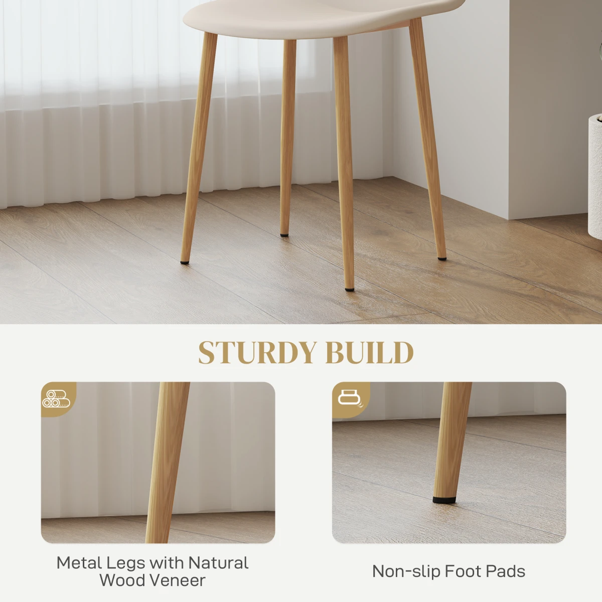 HOMCOM Modern Dining Chairs Set Standard Wooden Legs Home Dining - Accent Chair