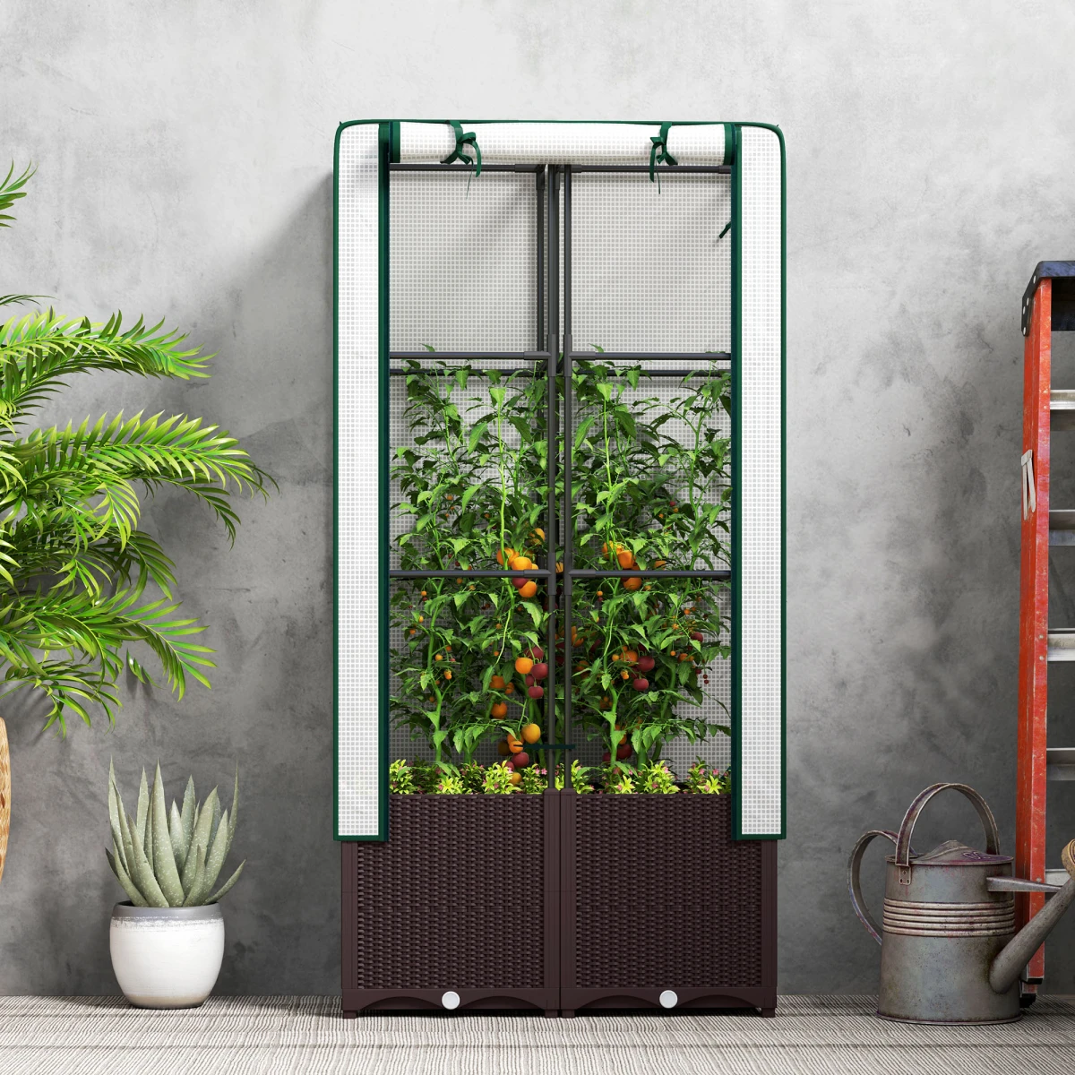 Outsunny Outsunny Plastic Planter with Trellis 80x40x140 cm Garden - Planters