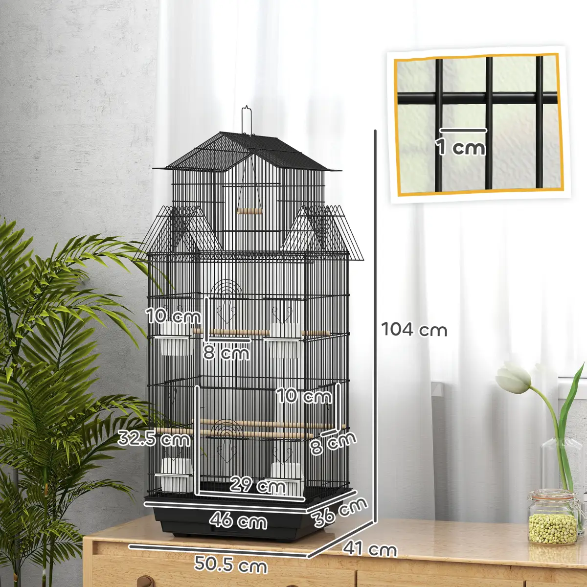 PawHut Metal Bird Cage with Spacious Design & Easy Access for Small Birds - Bird Cage