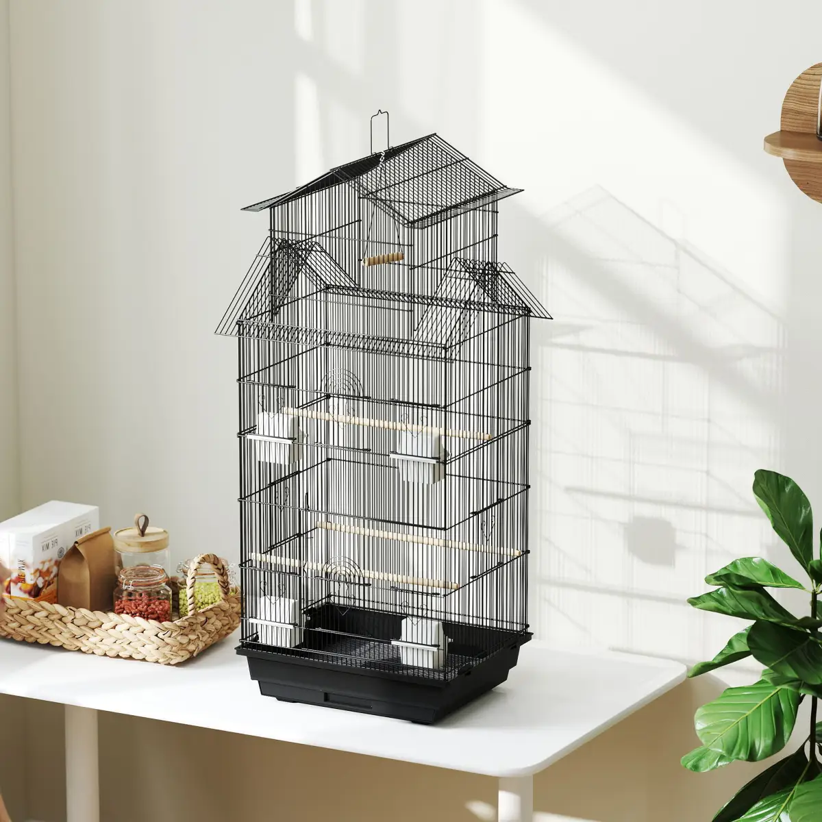 PawHut Metal Bird Cage with Spacious Design & Easy Access for Small Birds - Bird Cage