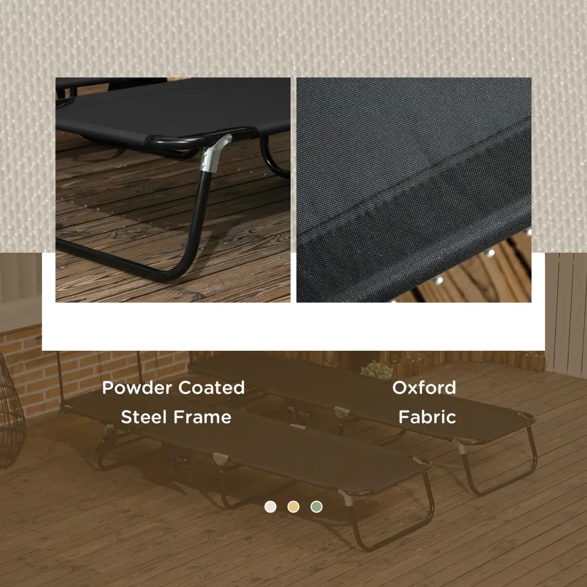 Outsunny Comfort Lounge Chairs - Adjustable Recline & Sunshade - Set of 2 - Sun Lounger