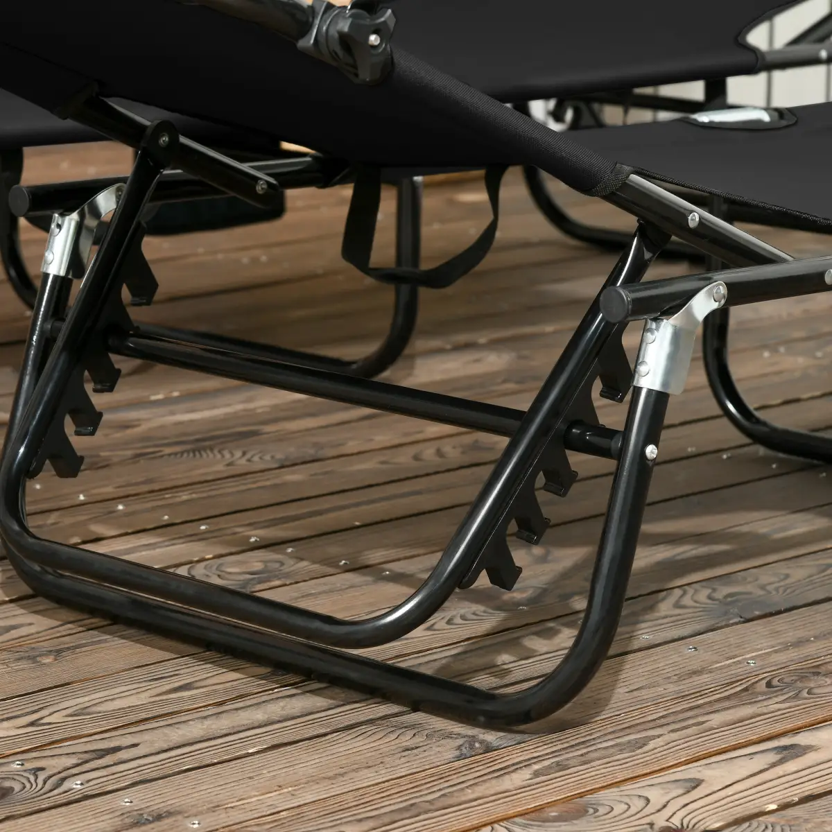 Outsunny Comfort Lounge Chairs - Adjustable Recline & Sunshade - Set of 2 - Sun Lounger