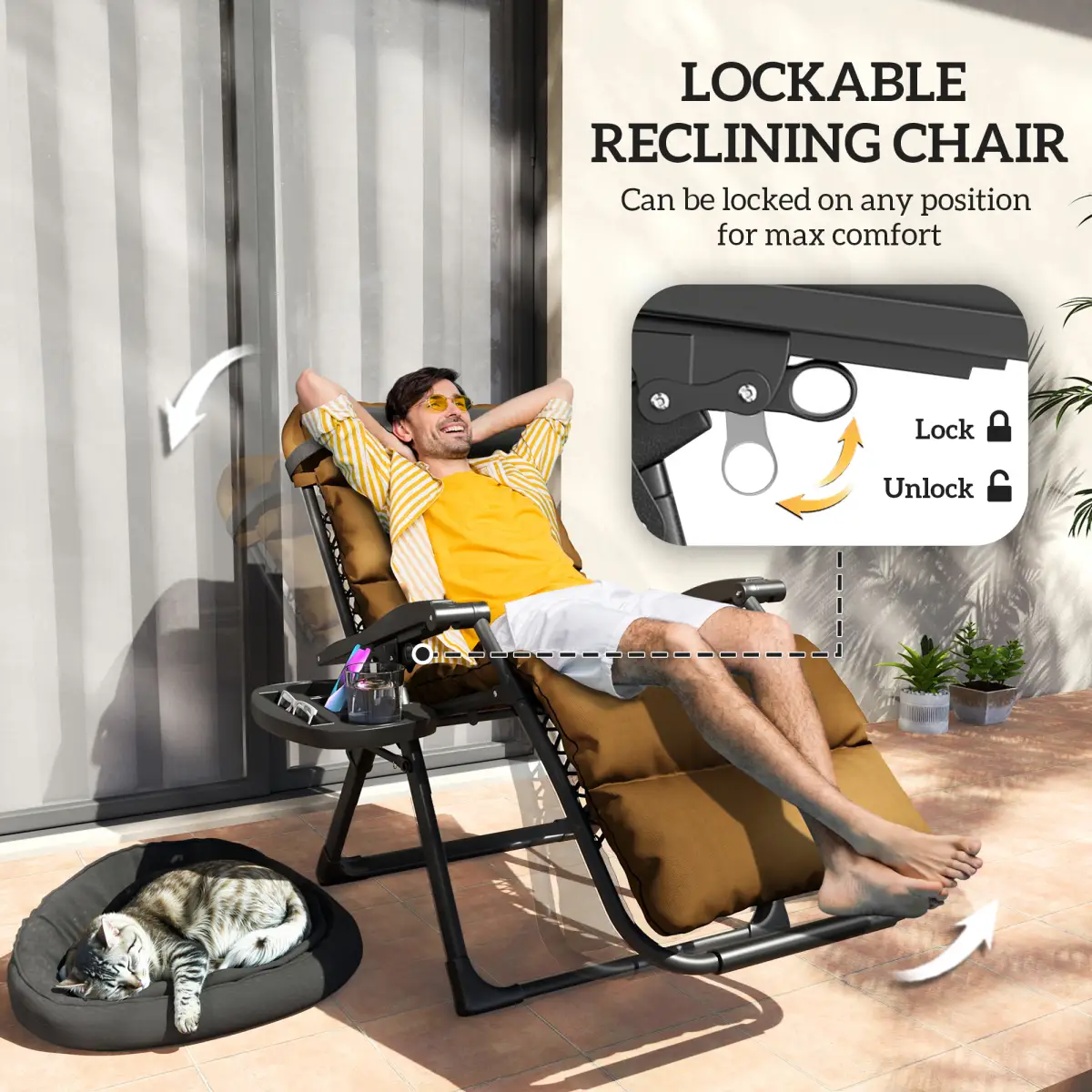 Outsunny Comfort Lounger Set - Adjustable Recline, Cushioned Seating, Portable Design - Sun Lounger