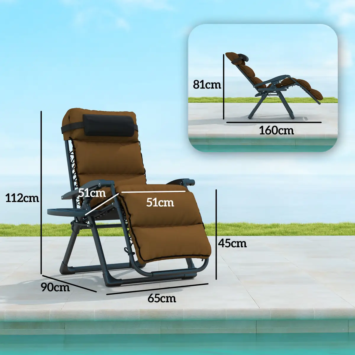 Outsunny Comfort Lounger Set - Adjustable Recline, Cushioned Seating, Portable Design - Sun Lounger