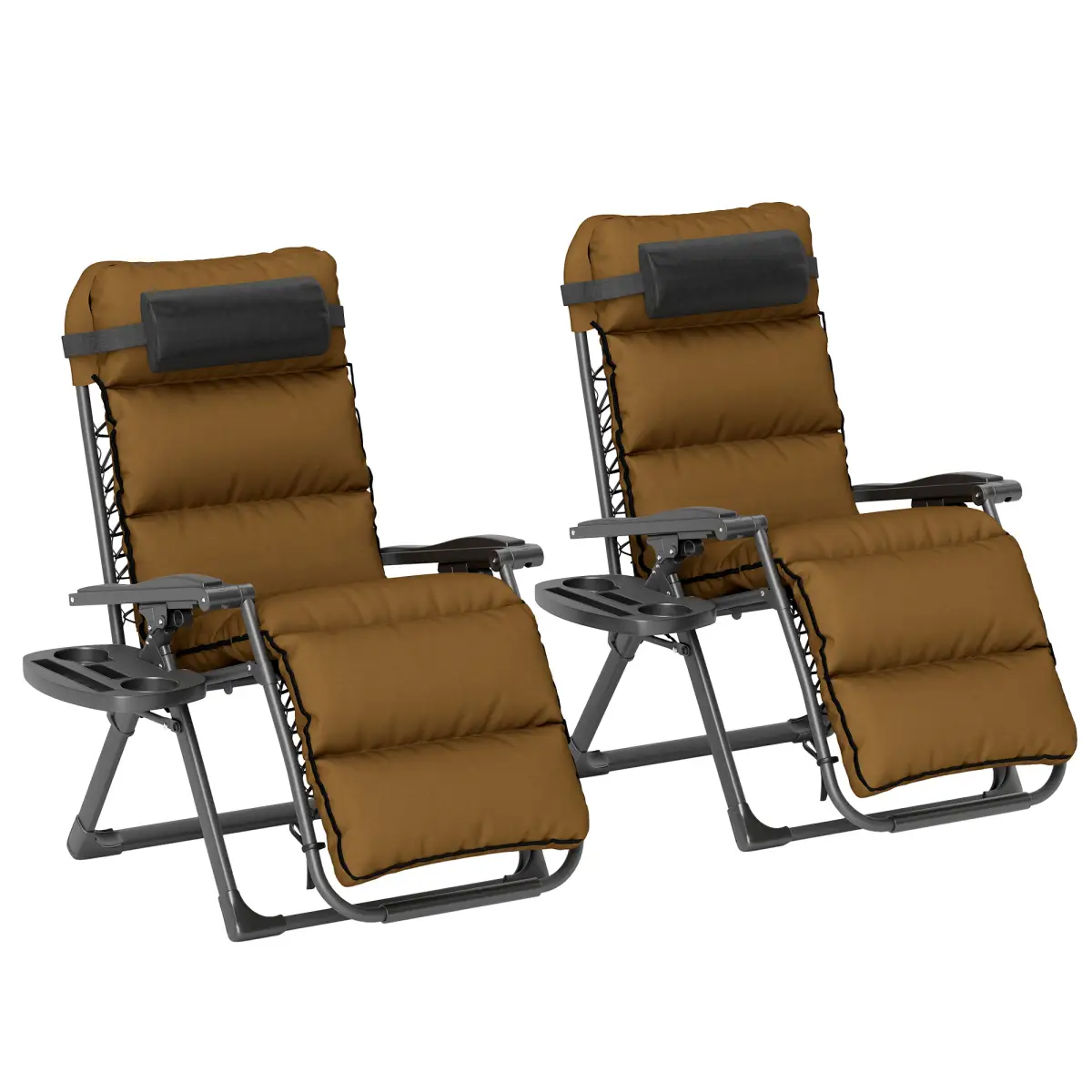 Outsunny Comfort Lounger Set - Adjustable Recline, Cushioned Seating, Portable Design - Sun Lounger