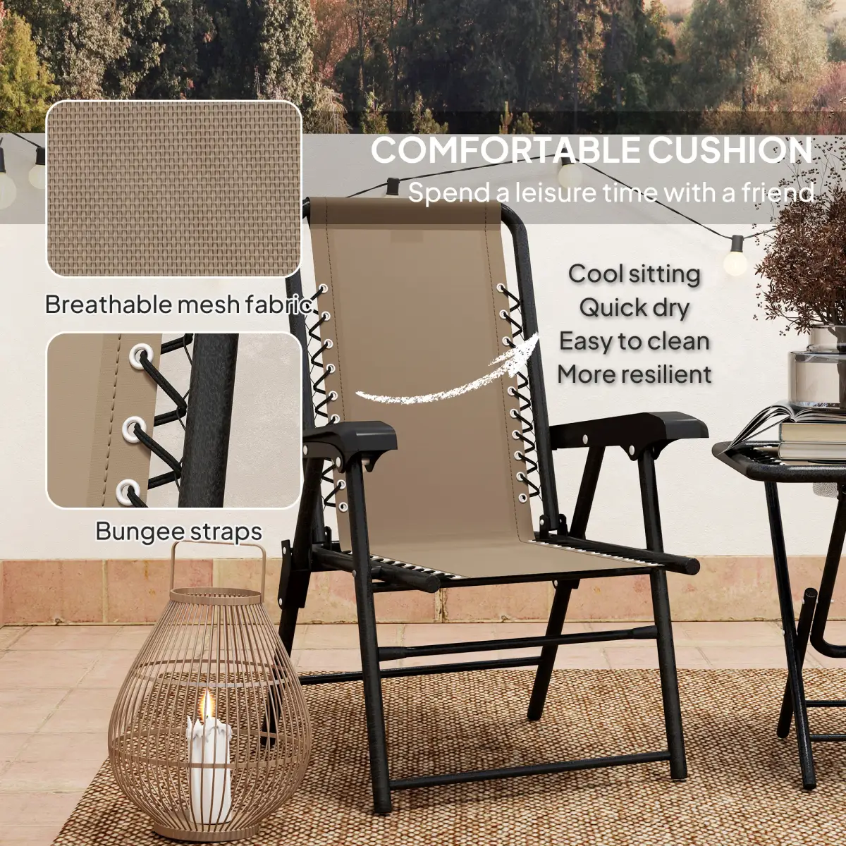 Outsunny Outdoor Three-Piece Folding Set - Portable Chairs & Table for Easy Storage - Garden Set