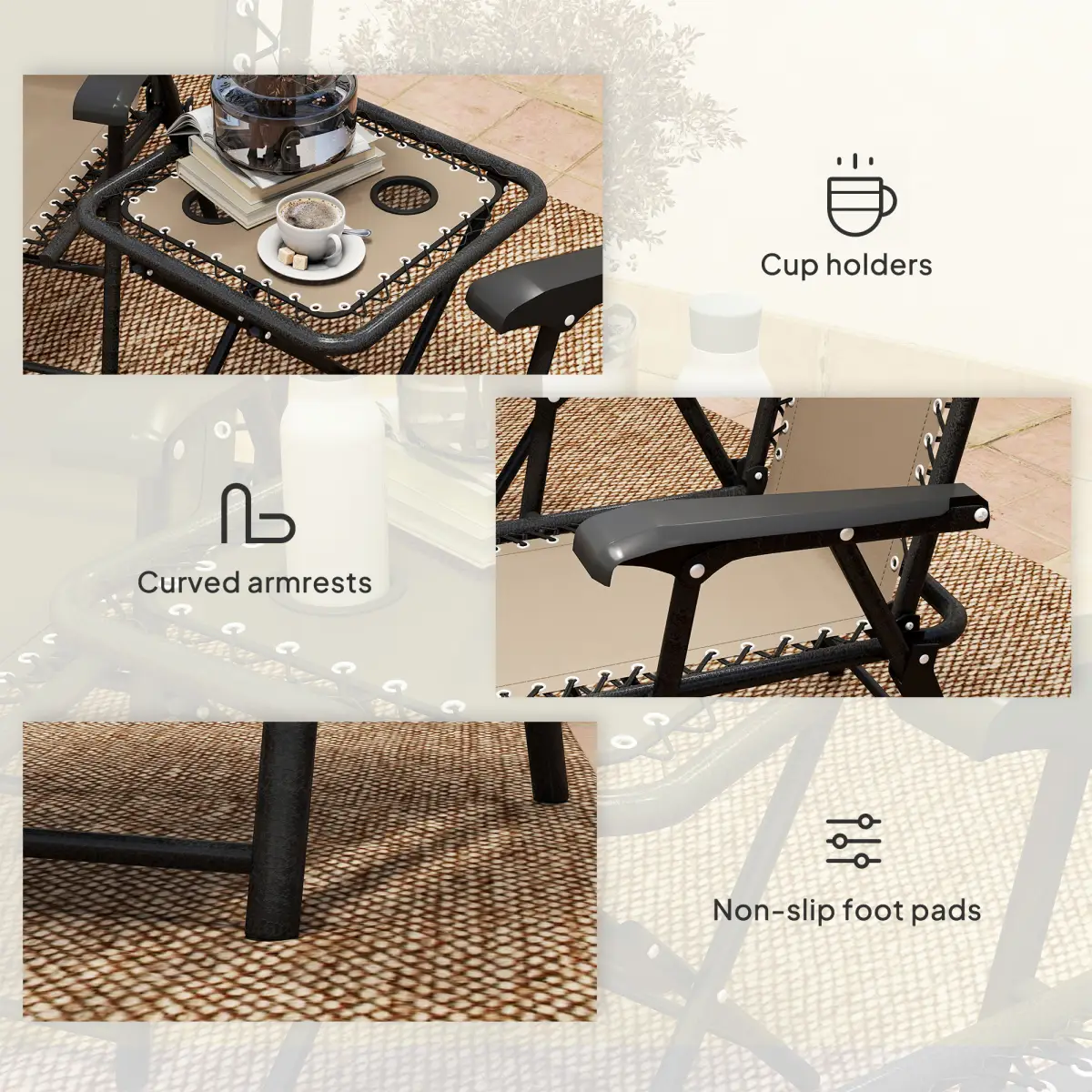 Outsunny Outdoor Three-Piece Folding Set - Portable Chairs & Table for Easy Storage - Garden Set