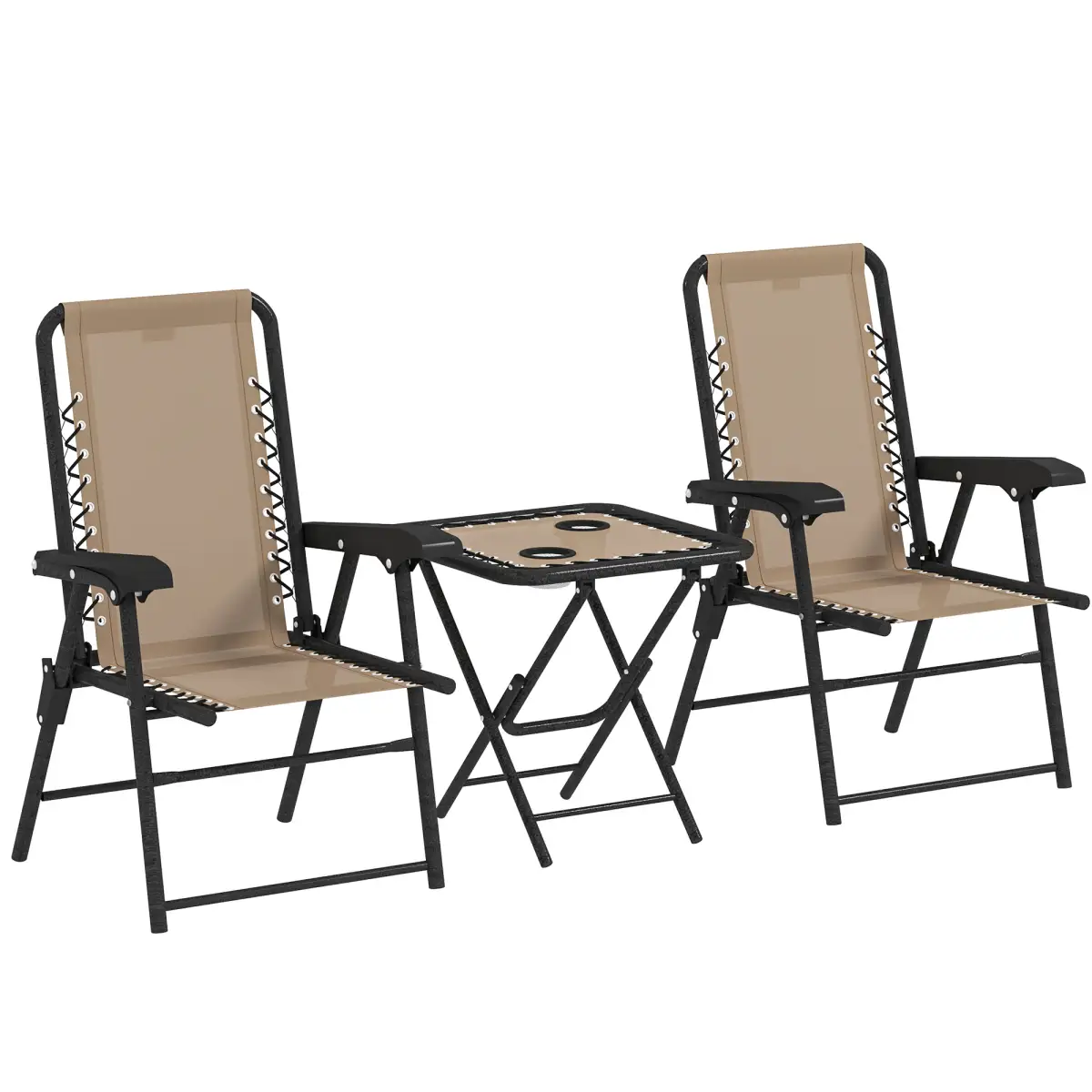 Outsunny Outdoor Three-Piece Folding Set - Portable Chairs & Table for Easy Storage - Garden Set