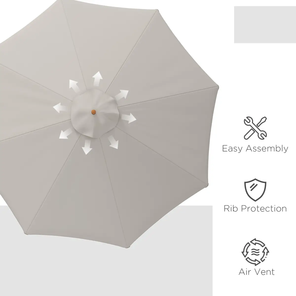 Outsunny Outsunny Cream White Sun Parasol - Water-Resistant with Wooden Frame - Parasol
