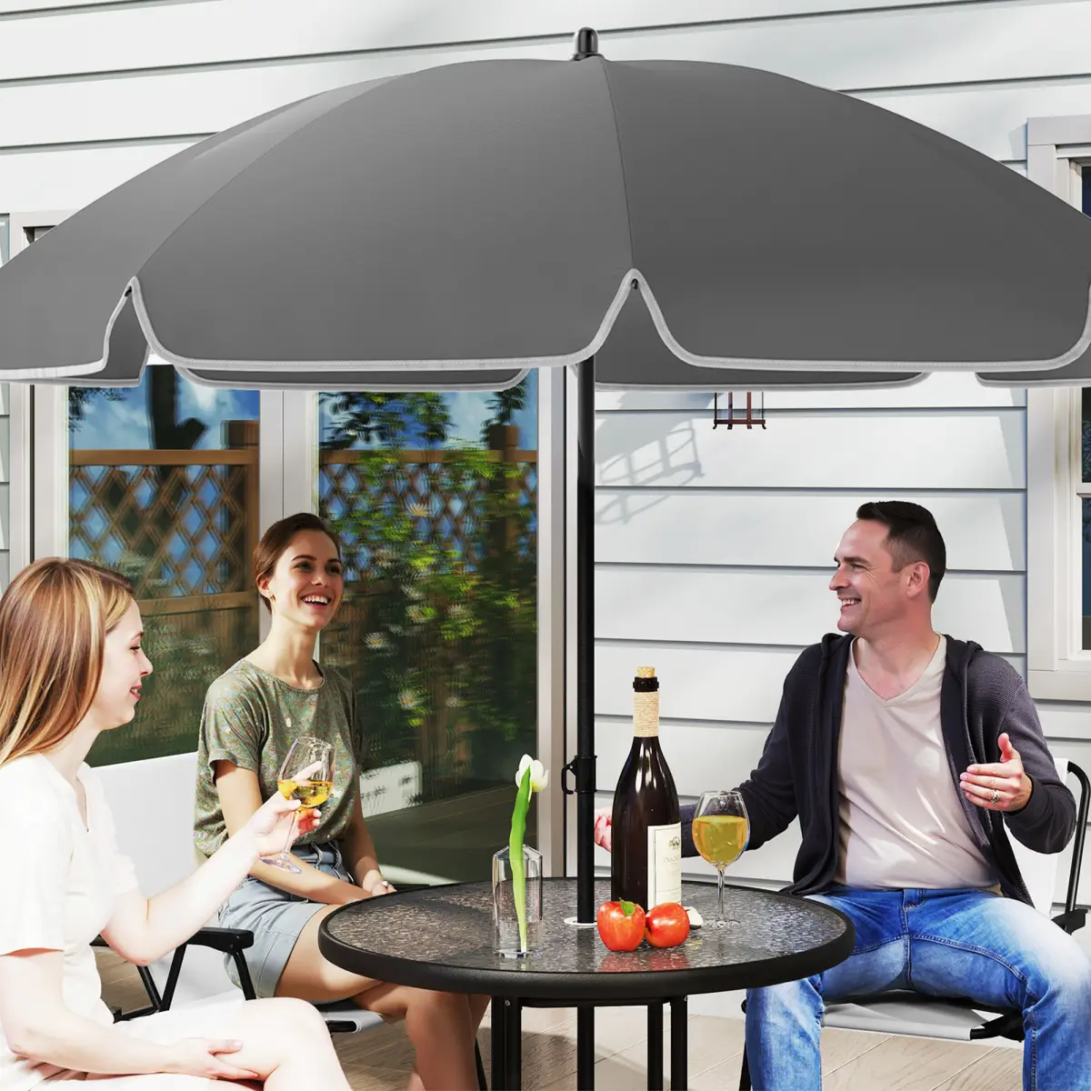 Outsunny Stylish Outdoor Dining Set with Parasol - Comfortable & Durable Garden Furniture - Garden Set