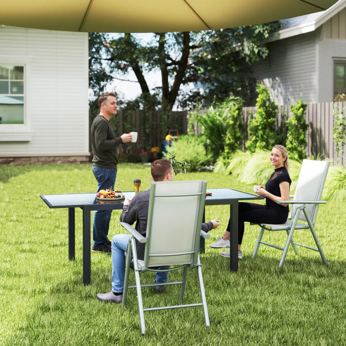 Outsunny Aluminium Folding Chairs Set - Lightweight & Comfortable Outdoor Seating - Folding Chairs