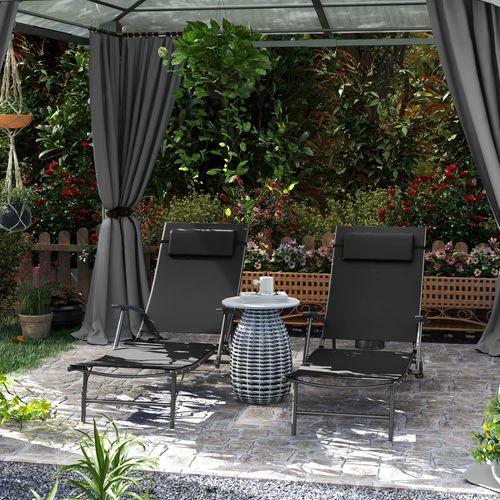 Durable Adjustable Outdoor Recliner Chairs with Four-Level Backrest for Relaxing in the Garden or Patio by Outsunny