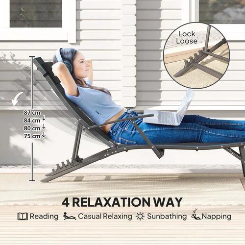 Durable Adjustable Outdoor Recliner Chairs with Four-Level Backrest for Relaxing in the Garden or Patio by Outsunny