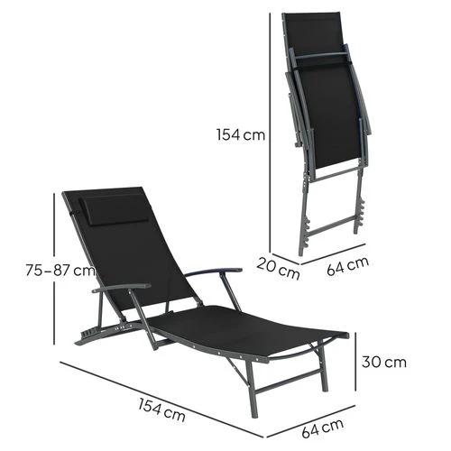 Durable Adjustable Outdoor Recliner Chairs with Four-Level Backrest for Relaxing in the Garden or Patio by Outsunny