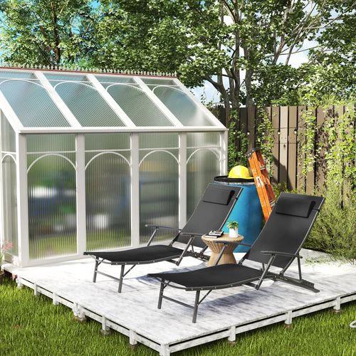 Durable Adjustable Outdoor Recliner Chairs with Four-Level Backrest for Relaxing in the Garden or Patio by Outsunny