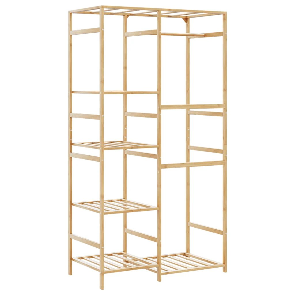 vidaXL vidaXL Bamboo Clothes Rack With Shelves 100x50x184.5 cm Durable Water Resistant For Home Laundry Organization - Wardrobe