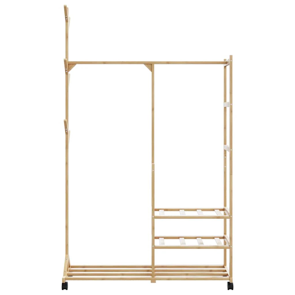 vidaXL Clothes Rack With Shelves And Wheels 100x38x175.5 Cm Bamboo For Home Organization by vidaXL