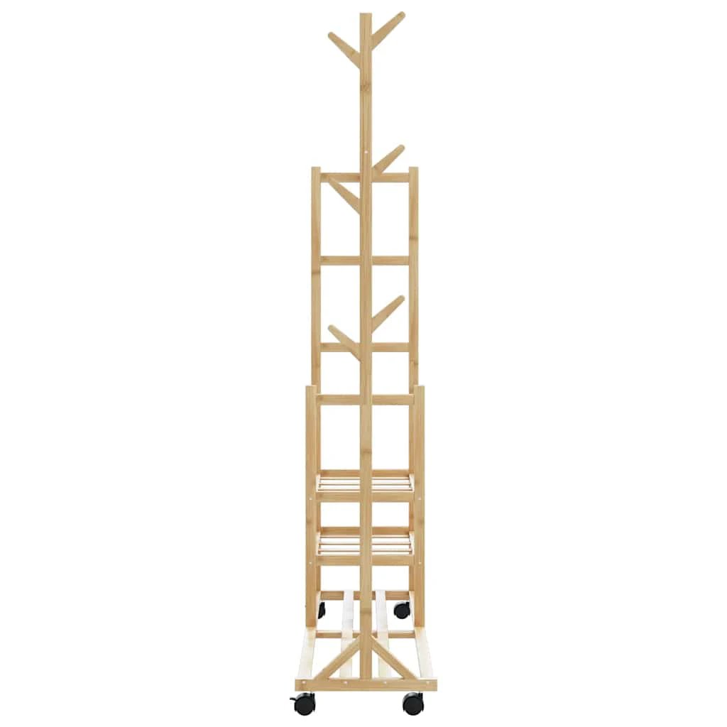 vidaXL Clothes Rack With Shelves And Wheels 100x38x175.5 Cm Bamboo For Home Organization by vidaXL