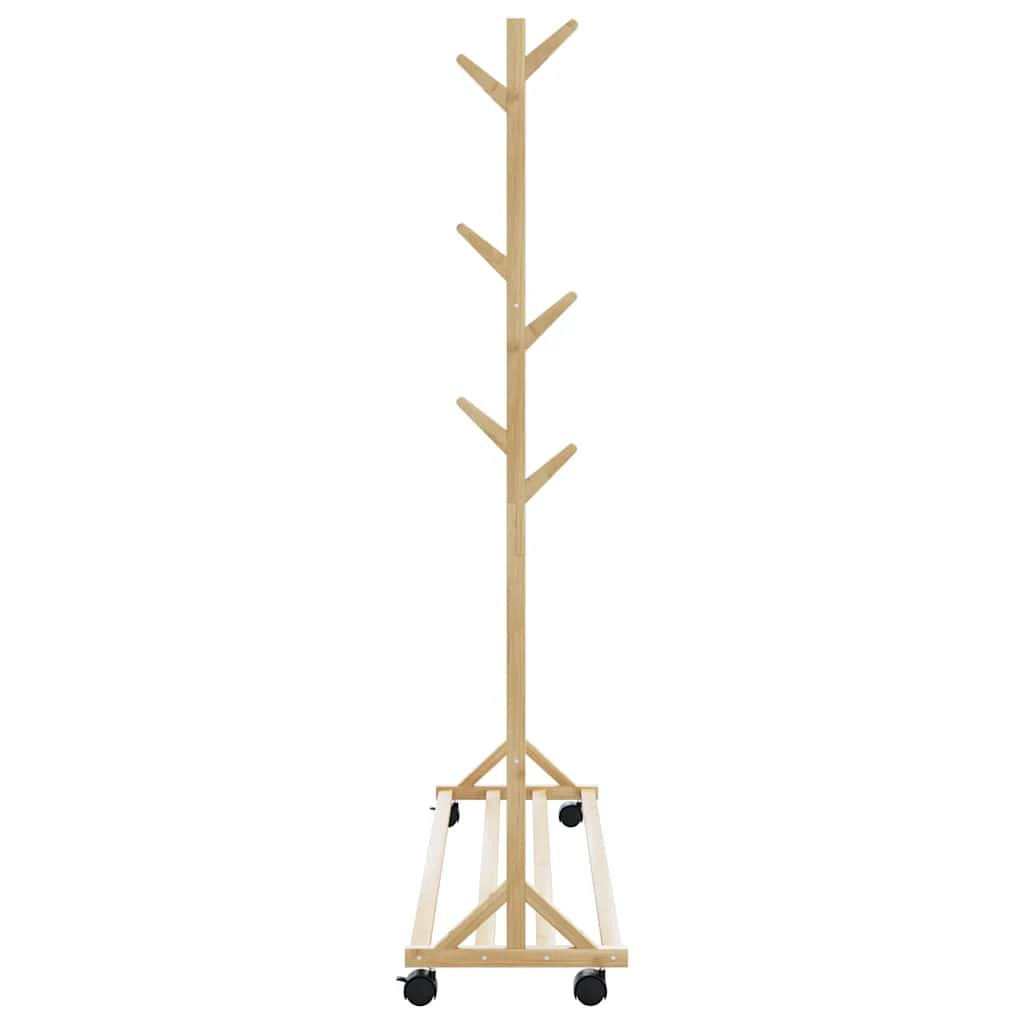 vidaXL Clothes Rack 100x35x157 Cm Bamboo With Hooks And Wheels For Home Laundry Storage by vidaXL