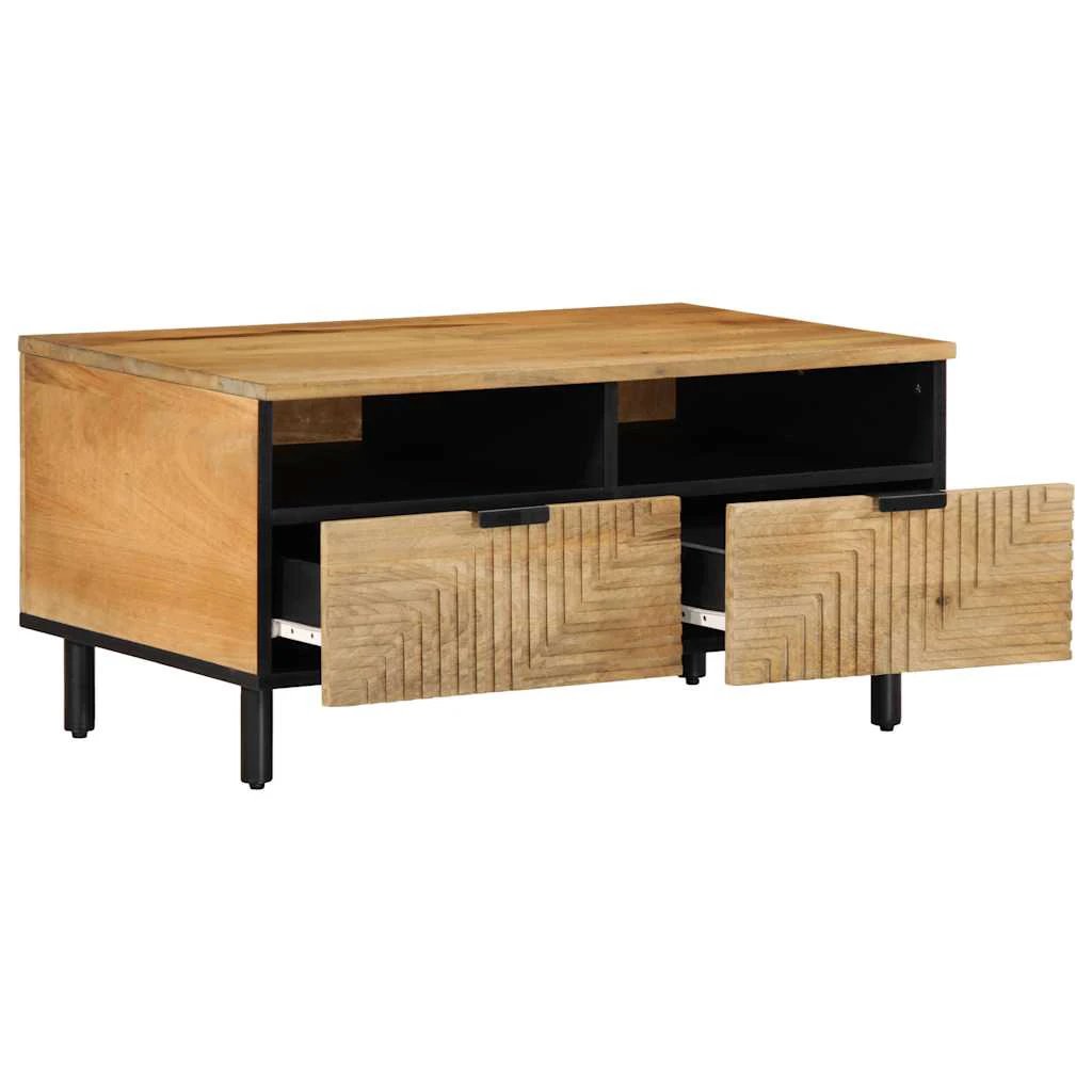 vidaXL VidaXL Coffee Table 80x54x40 cm Solid Mango Wood with Geometric Front Panels for Living Room - Coffee Table