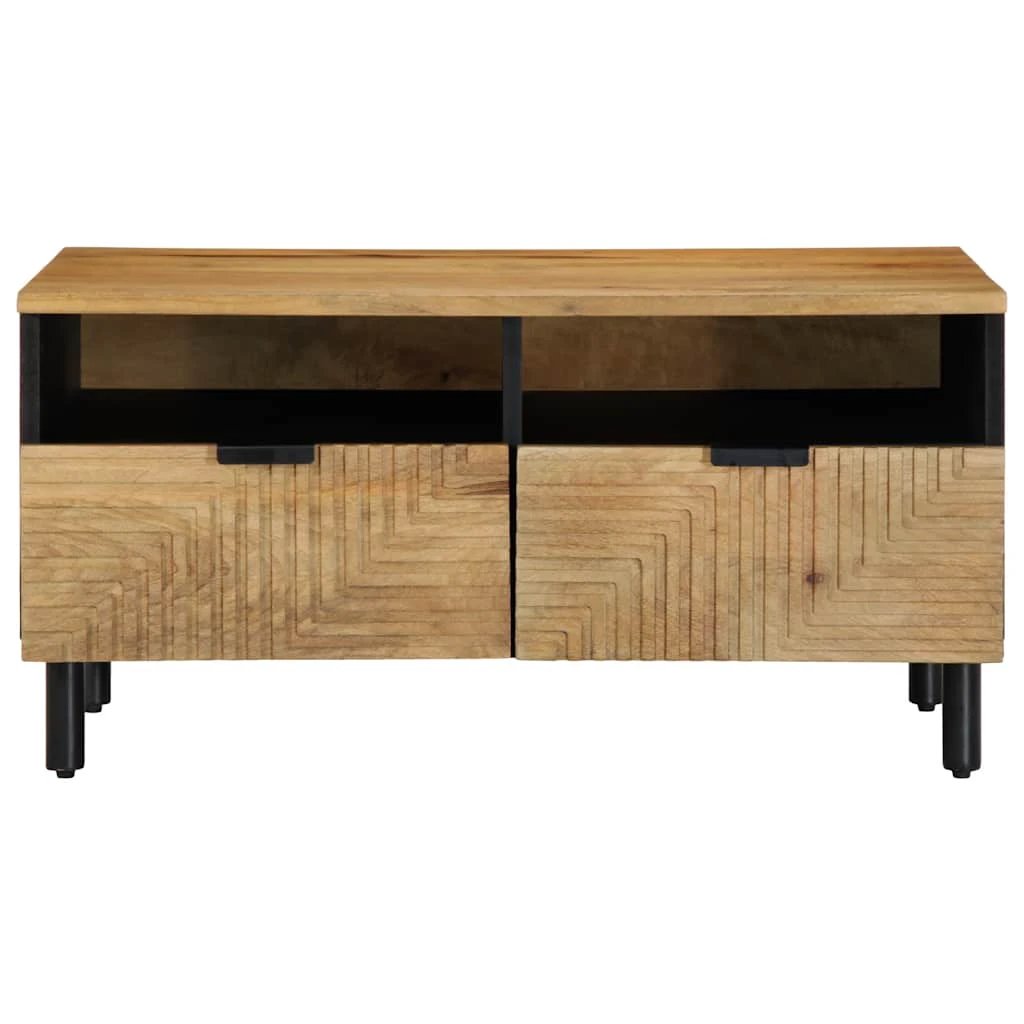 vidaXL VidaXL Coffee Table 80x54x40 cm Solid Mango Wood with Geometric Front Panels for Living Room - Coffee Table