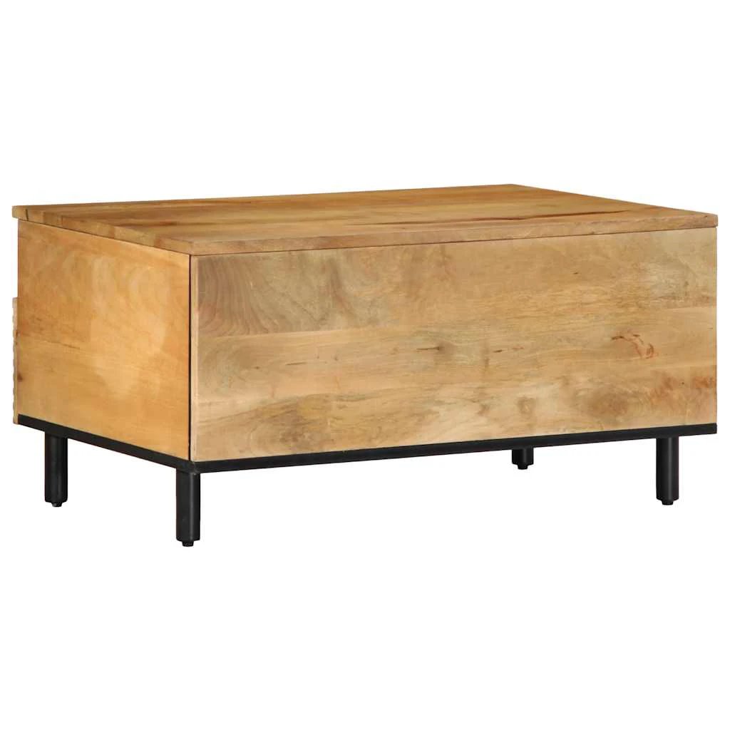 VidaXL Coffee Table 80x54x40 cm Solid Mango Wood with Geometric Front Panels for Living Room by vidaXL