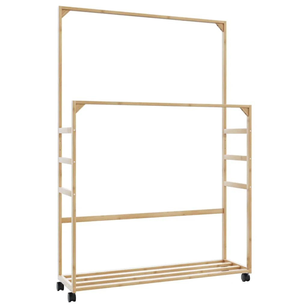 VidaXL Clothes Rack 90x35x155 cm Bamboo Construction With Shelves And Wheels For Small Spaces by vidaXL
