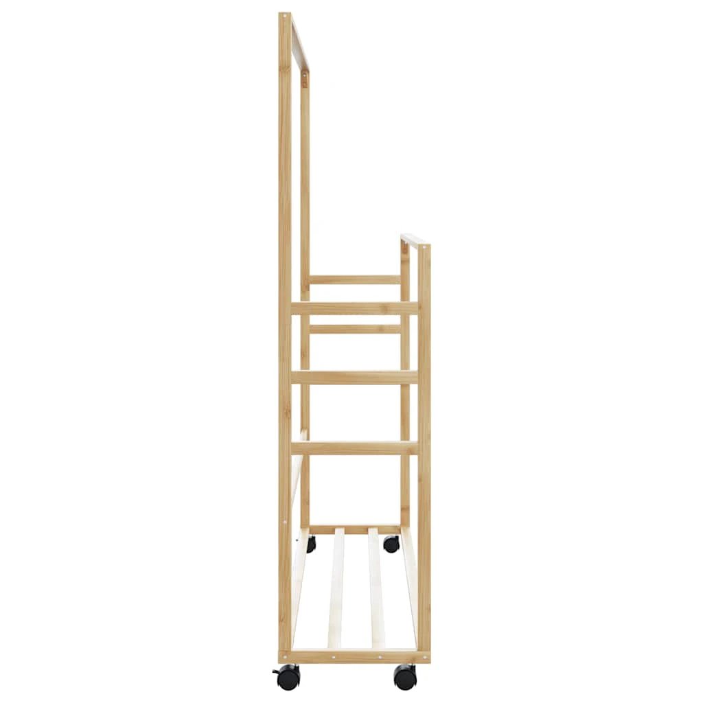 VidaXL Clothes Rack 90x35x155 cm Bamboo Construction With Shelves And Wheels For Small Spaces by vidaXL