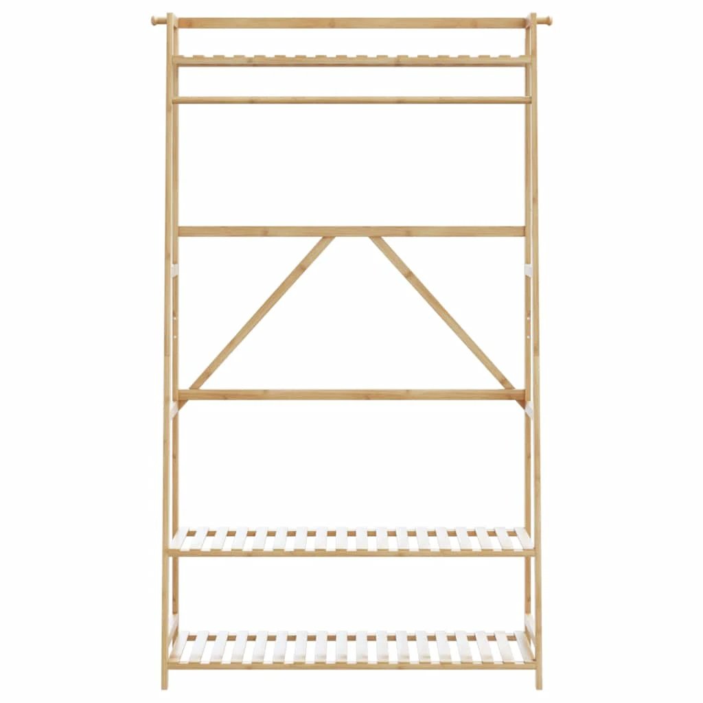 vidaXL vidaXL Clothes Rack With Shelves 110x40x180 cm Bamboo Durable Natural Organizer For Home Organization - Wardrobe