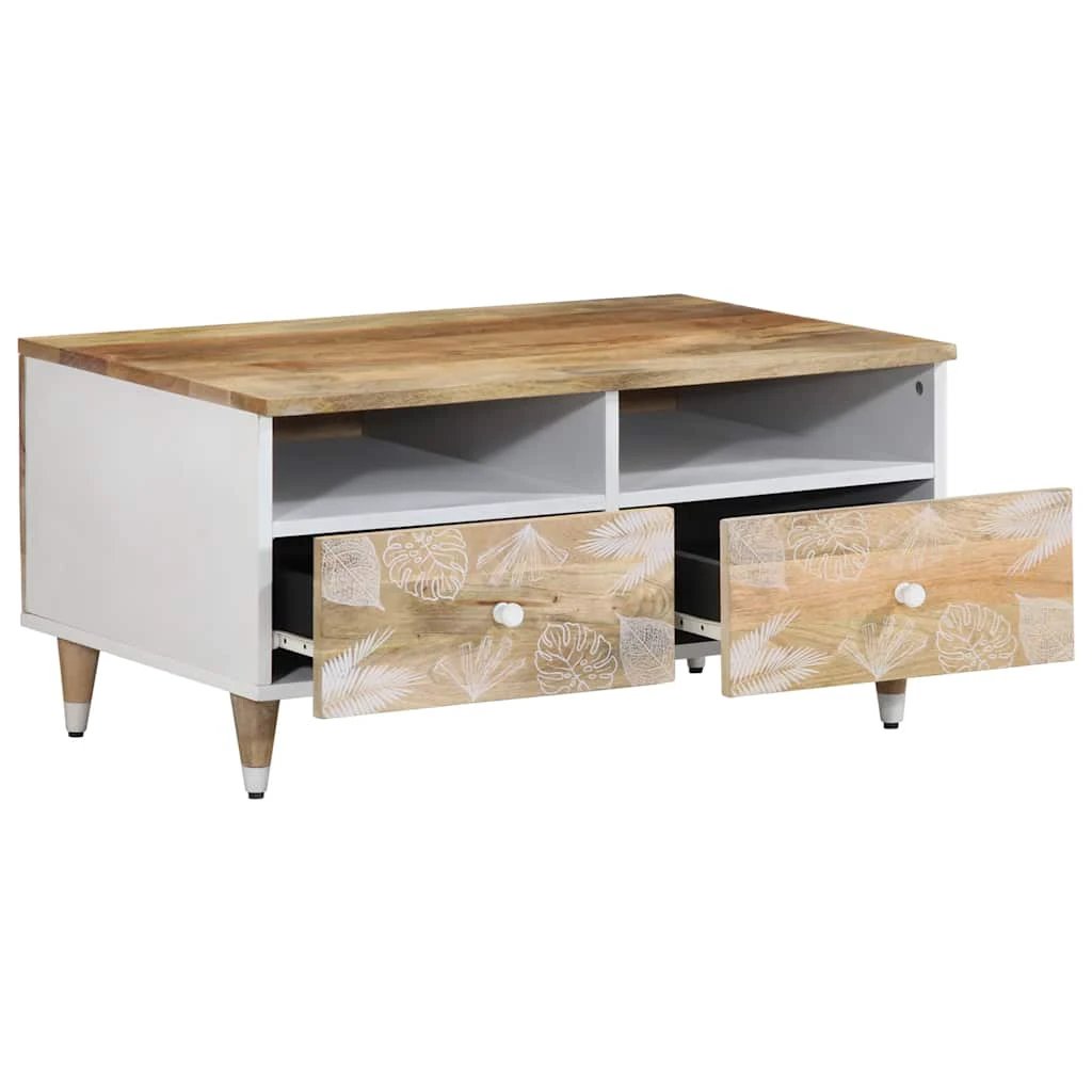 vidaXL vidaXL Coffee Table 80x54x40 cm Solid Mango Wood Durable Finish for Living Room Decor - Coffee Table
