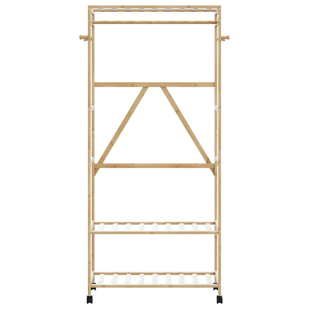 vidaXL vidaXL Clothes Rack With Shelves And Wheels 90x40x179.5 cm Bamboo For Home Organization - Wardrobe