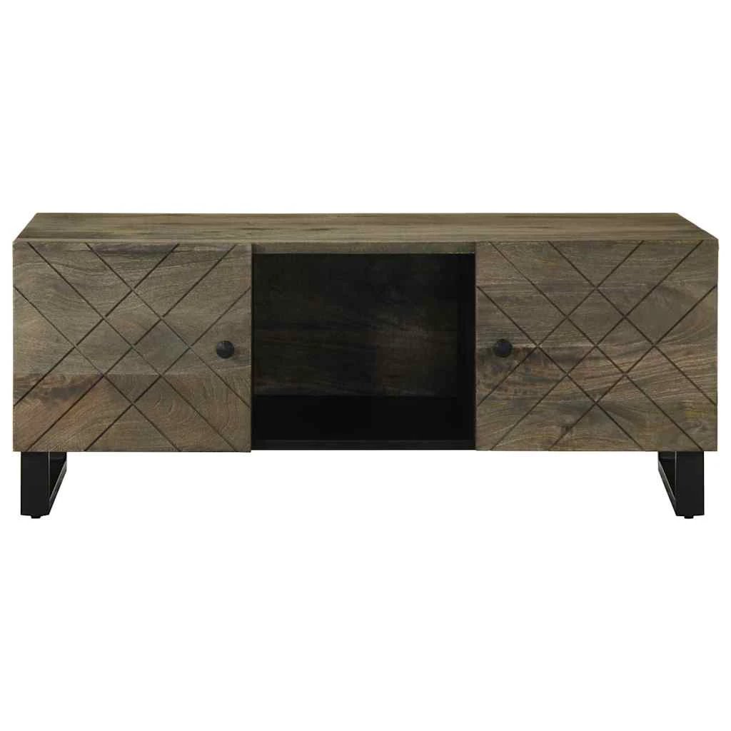vidaXL VidaXL Coffee Table 100x54x40 cm Solid Mango Wood With Weathered Black Finish And Textured Grain Living Room - Coffee Table