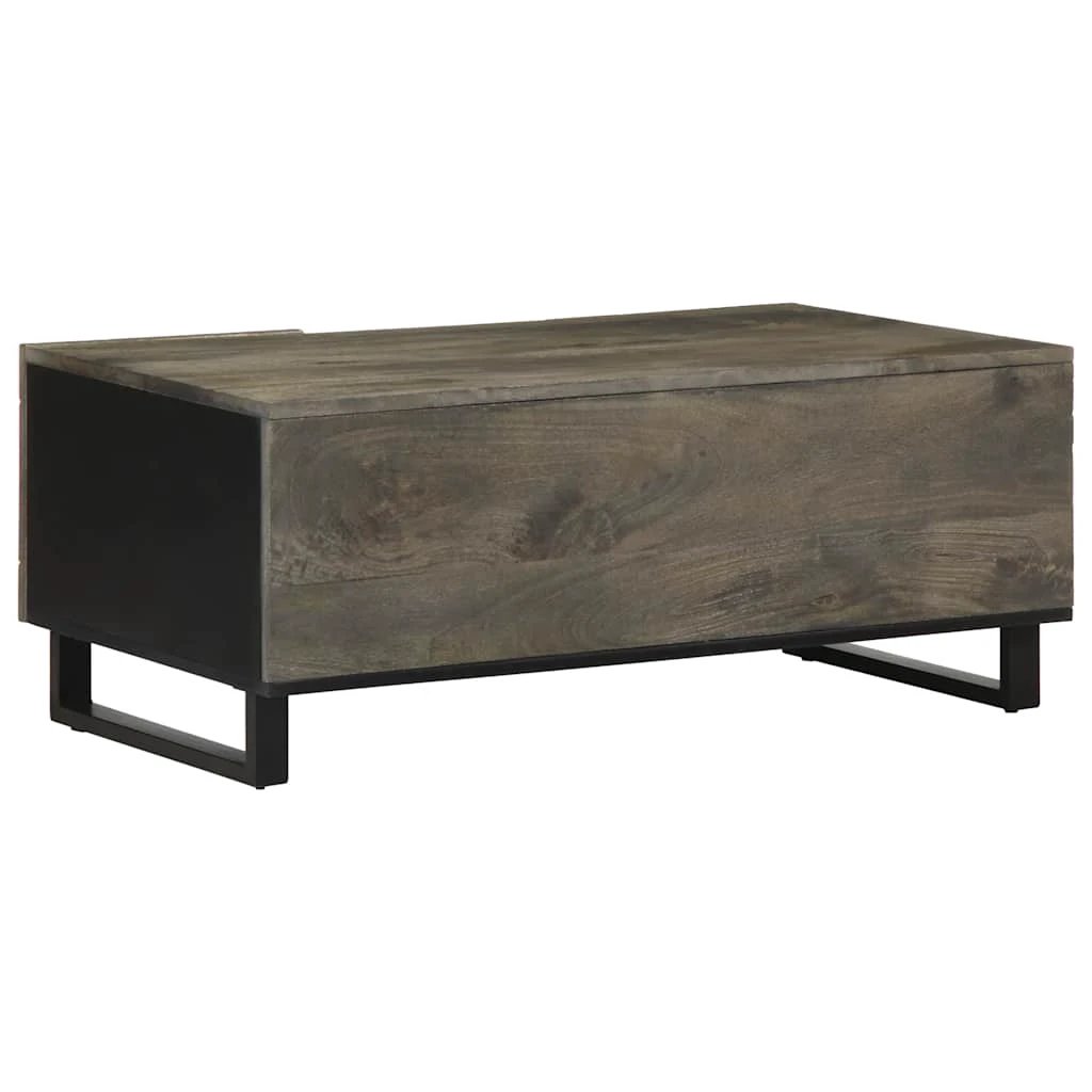 vidaXL VidaXL Coffee Table 100x54x40 cm Solid Mango Wood With Weathered Black Finish And Textured Grain Living Room - Coffee Table