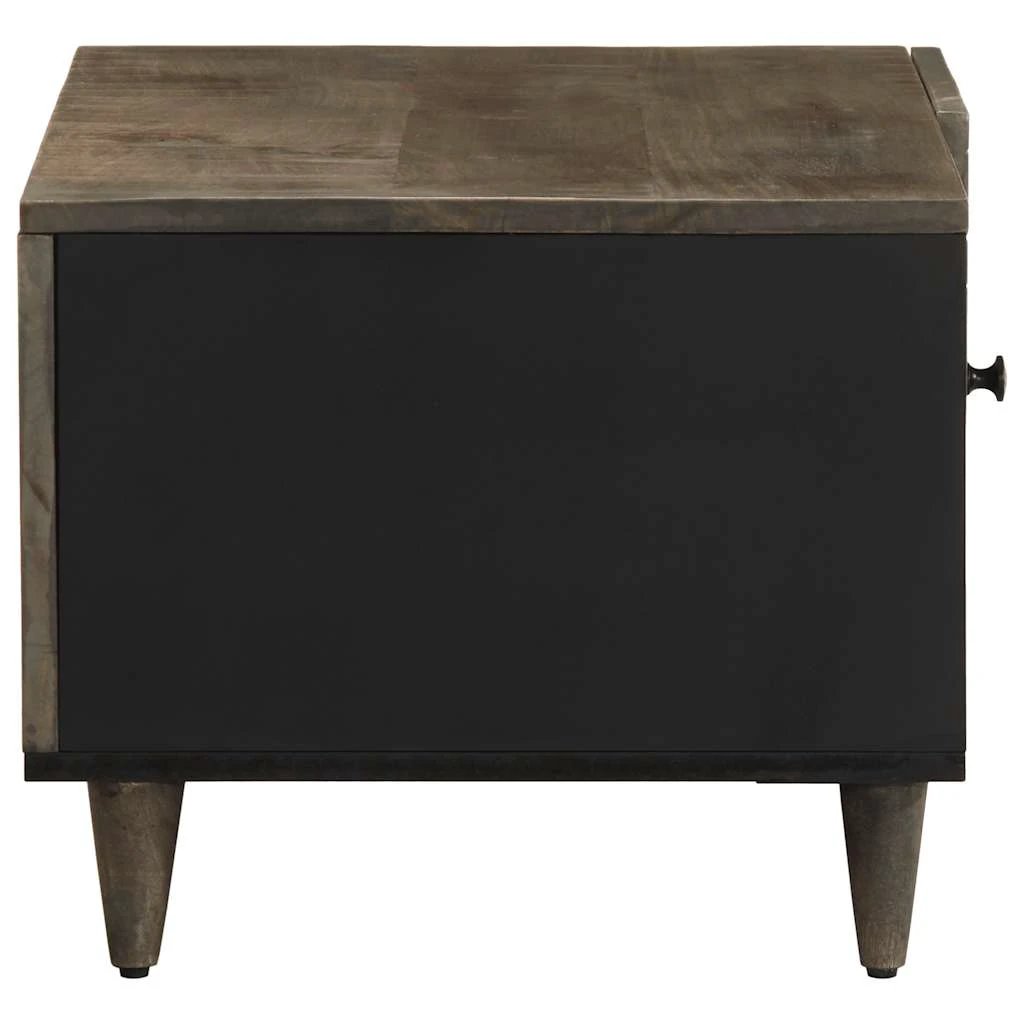 vidaXL Coffee Table 80x50x40 cm Solid Mango Wood Light Grey With Carved Drawer For Living Room by vidaXL