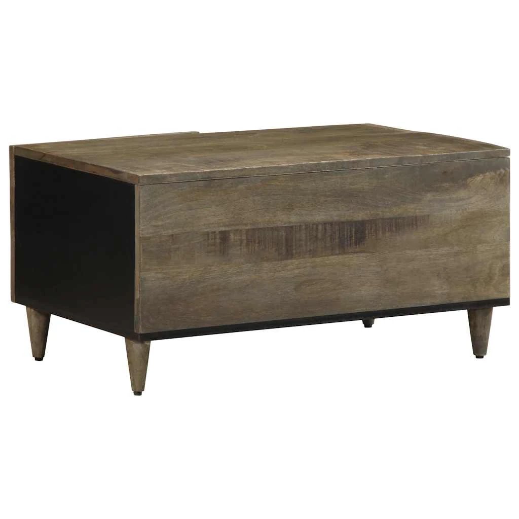 vidaXL Coffee Table 80x50x40 cm Solid Mango Wood Light Grey With Carved Drawer For Living Room by vidaXL