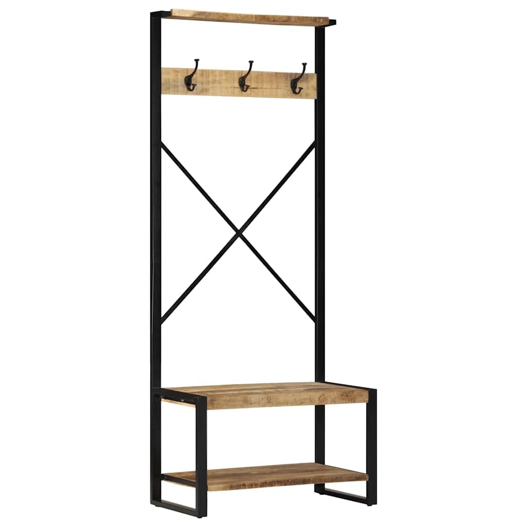 vidaXL VidaXL Clothes Rack 80x40x190 cm Solid Mango Wood Cross Braced Frame For Hallways - Wardrobe