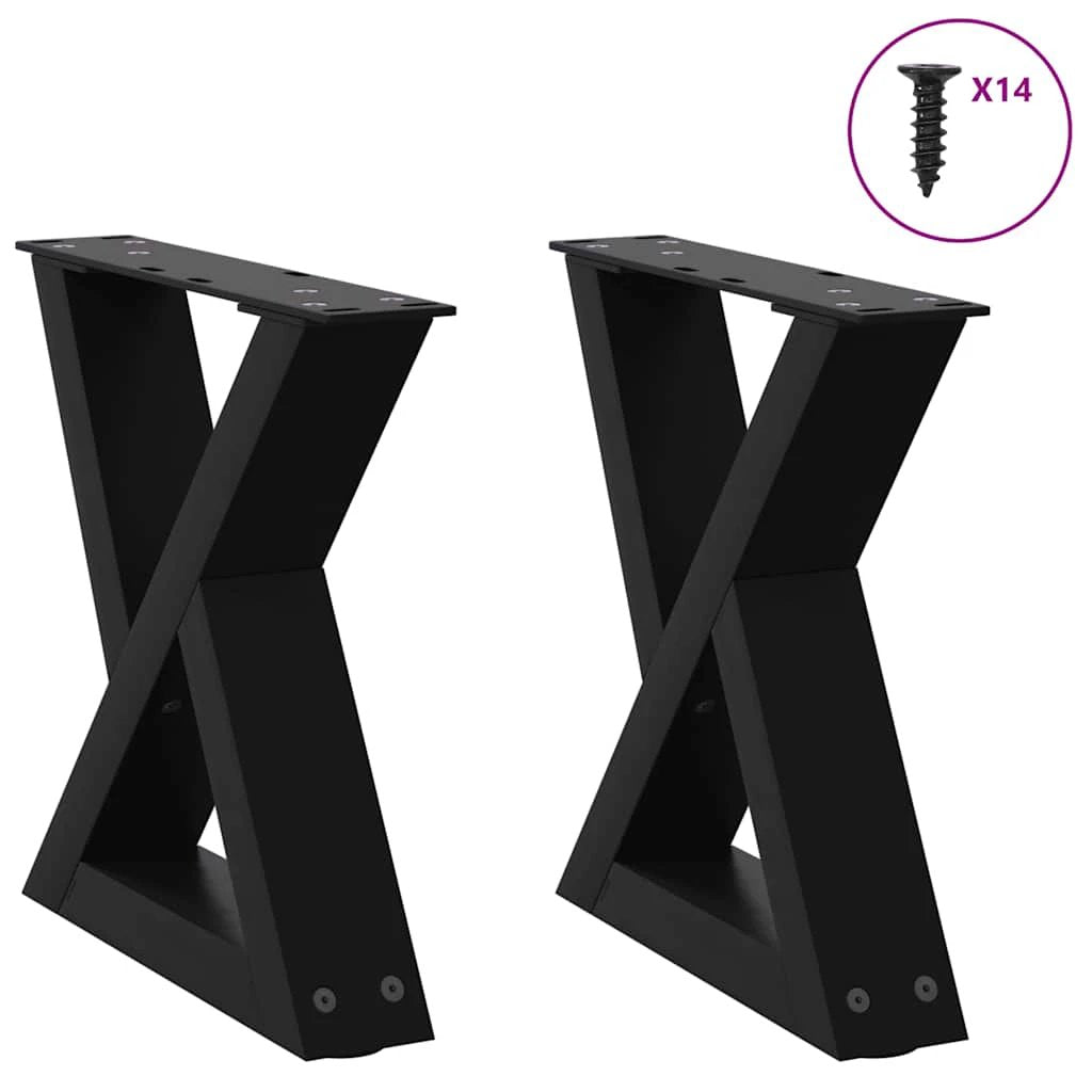 vidaXL VidaXL Coffee Table Legs 40x(30-31.3) cm Powder-Coated Steel Black 2-Pcs For DIY Furniture - Coffee Table