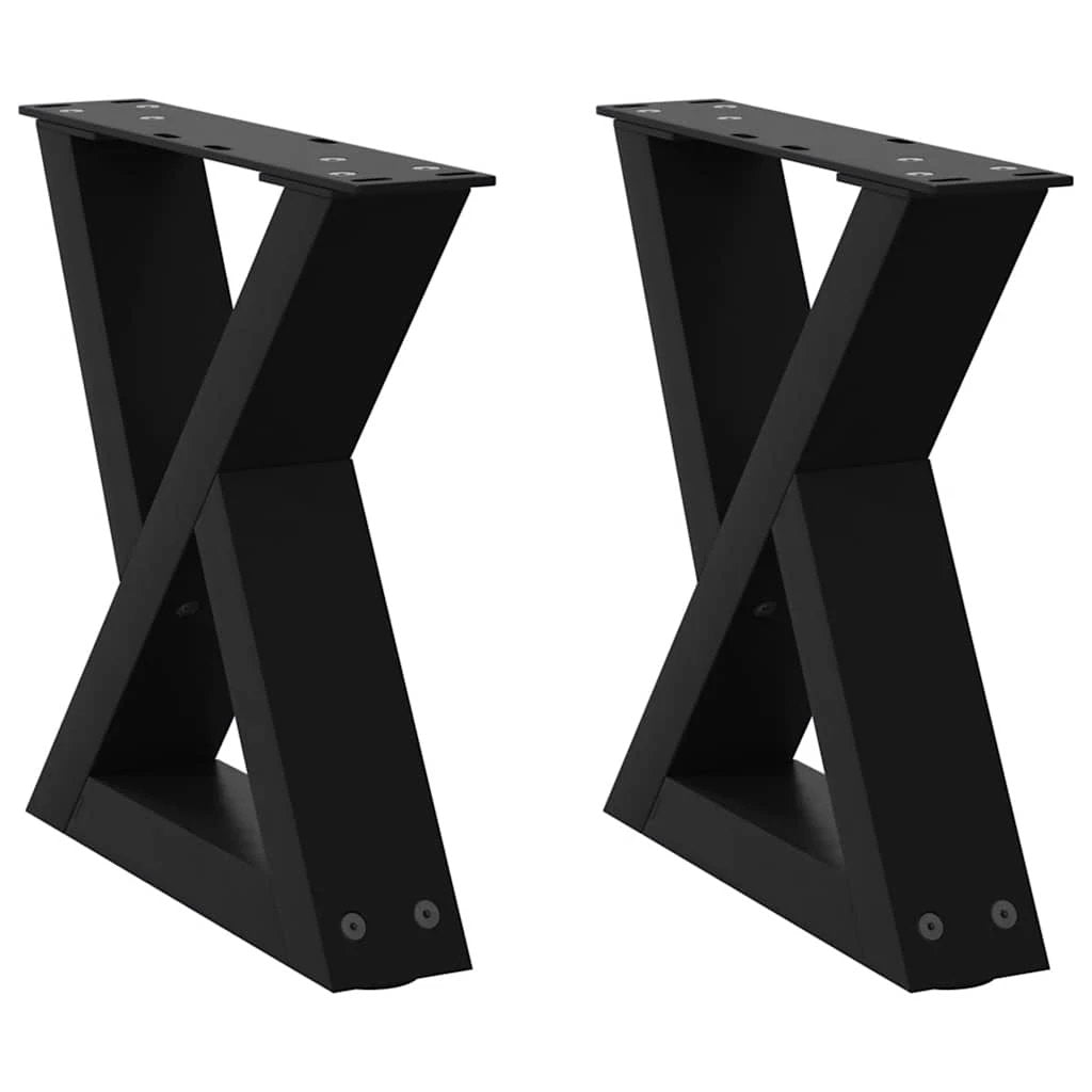 vidaXL VidaXL Coffee Table Legs 40x(30-31.3) cm Powder-Coated Steel Black 2-Pcs For DIY Furniture - Coffee Table
