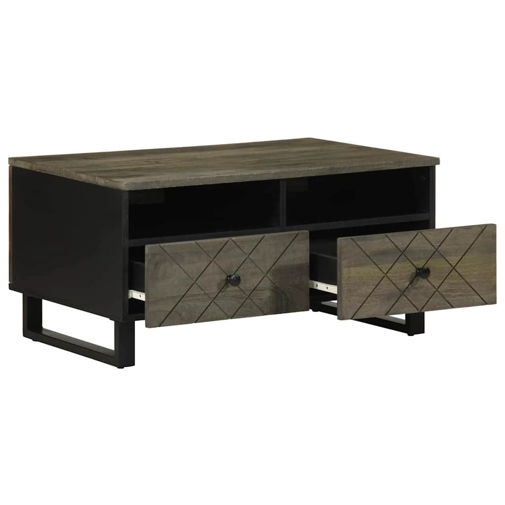 VidaXL Coffee Table 80x54x40 cm Solid Mango Wood Black Finish For Living Room Decor by vidaXL