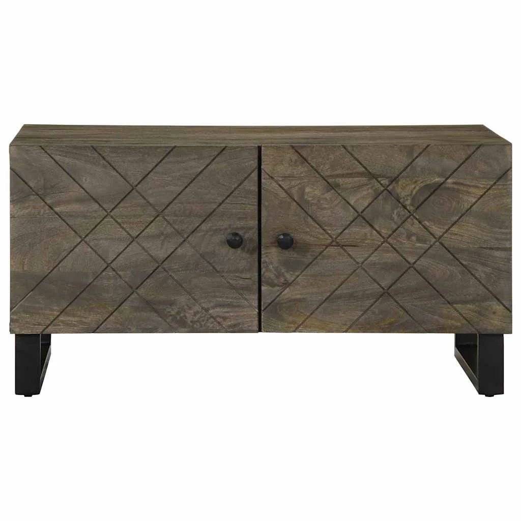 VidaXL Coffee Table 80x50x40 cm Black Solid Mango Wood Geometric Panel Doors Living Room Decor by vidaXL