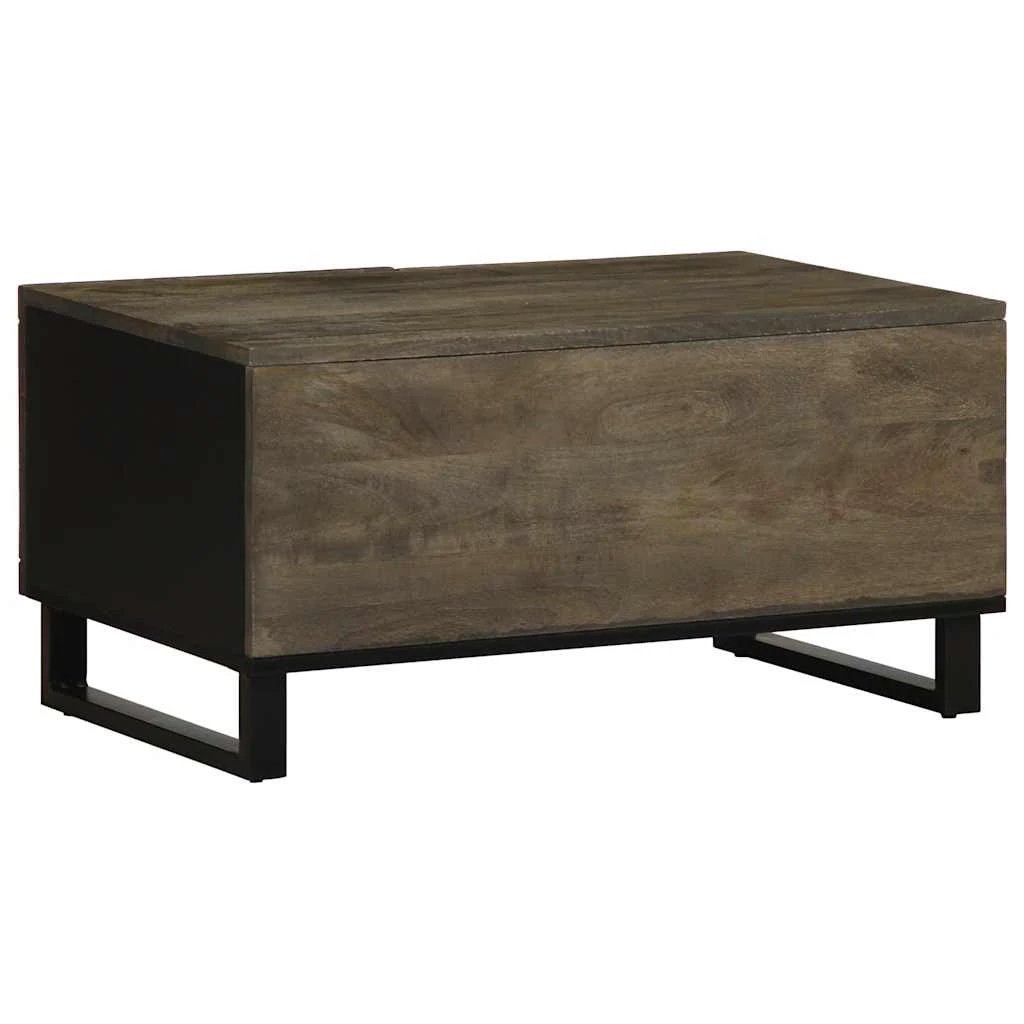 VidaXL Coffee Table 80x50x40 cm Black Solid Mango Wood Geometric Panel Doors Living Room Decor by vidaXL