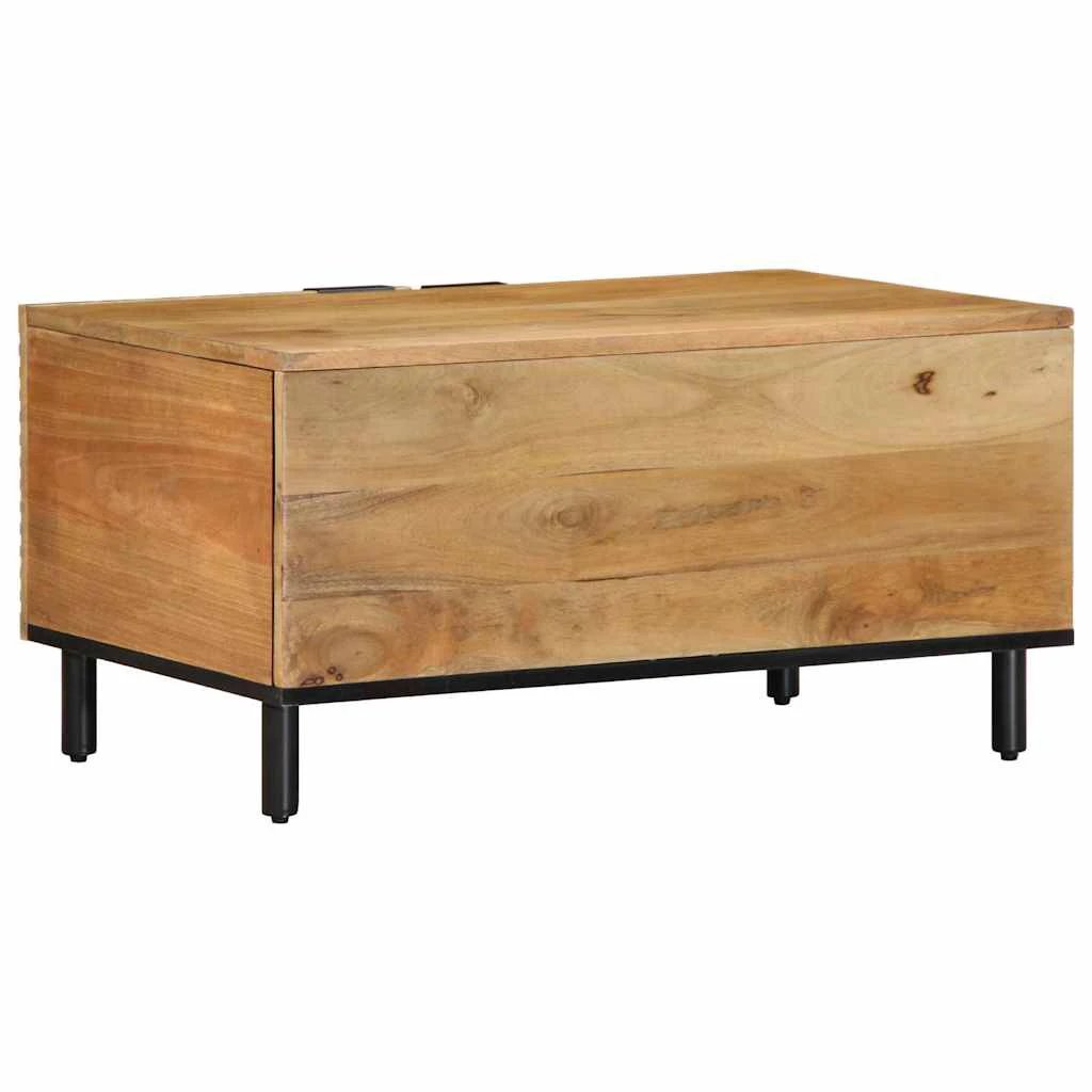 VidaXL Coffee Table 80x50x40 cm Solid Mango Wood Geometric Front Panel Doors With Durable Finish For Living Room by vidaXL