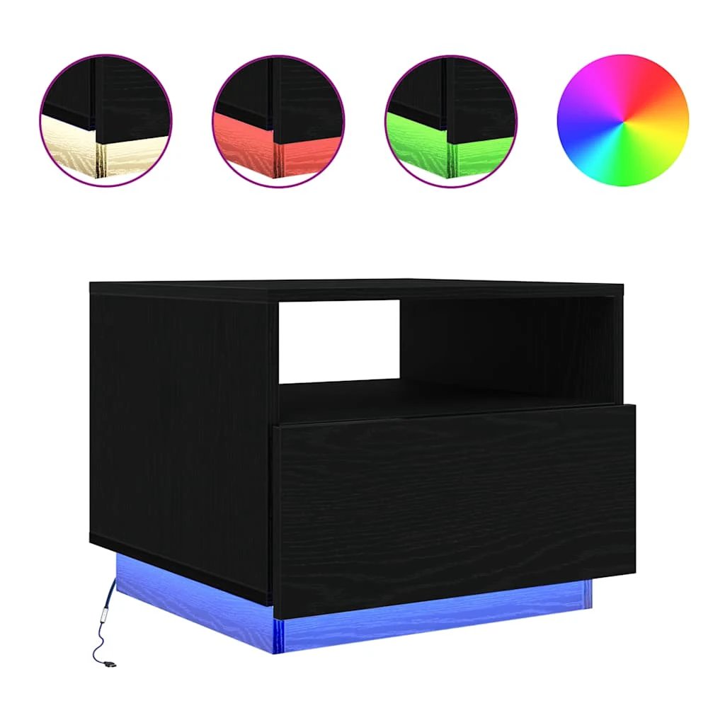 vidaXL vidaXL Coffee Table 50x49x40 cm LED Lights With Ambient Glow Oak Living Room Decor - Coffee Table