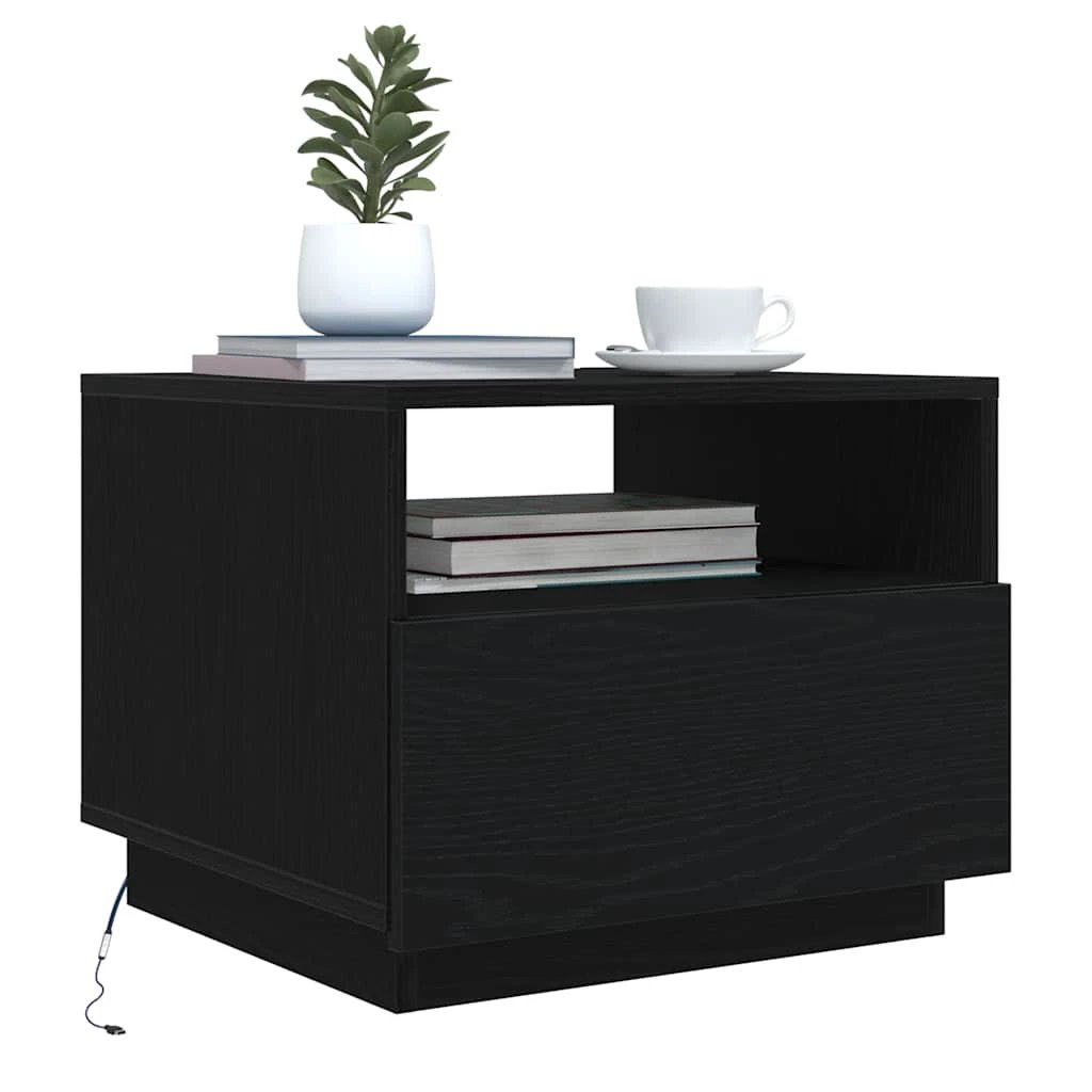 vidaXL Coffee Table 50x49x40 cm LED Lights With Ambient Glow Oak Living Room Decor by vidaXL